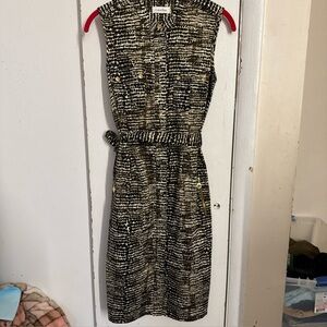Calvin Klein Safari Sheath Dress Gold Snaps New with out tag size 4